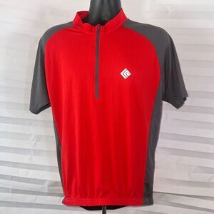 Koraman Mens Red Gray Short Sleeve Cycling Jersey Shirt Size Large Activewear